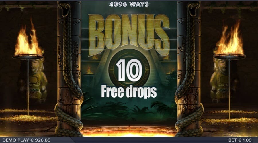 10 Free Drops Awarded For A 3 Scatter Bonus Trigger On Ecuador Gold Slot