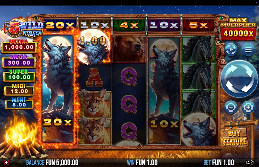 5 Wild Wolves Slot 4ThePlayer