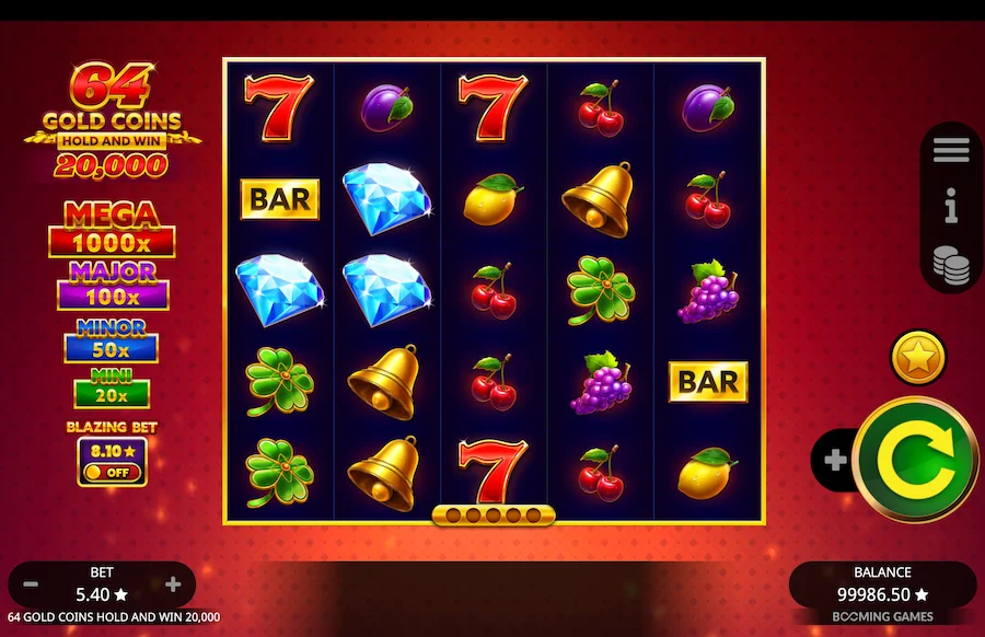 64 Gold Coins Hold And Win 20,000 Slot Booming Games