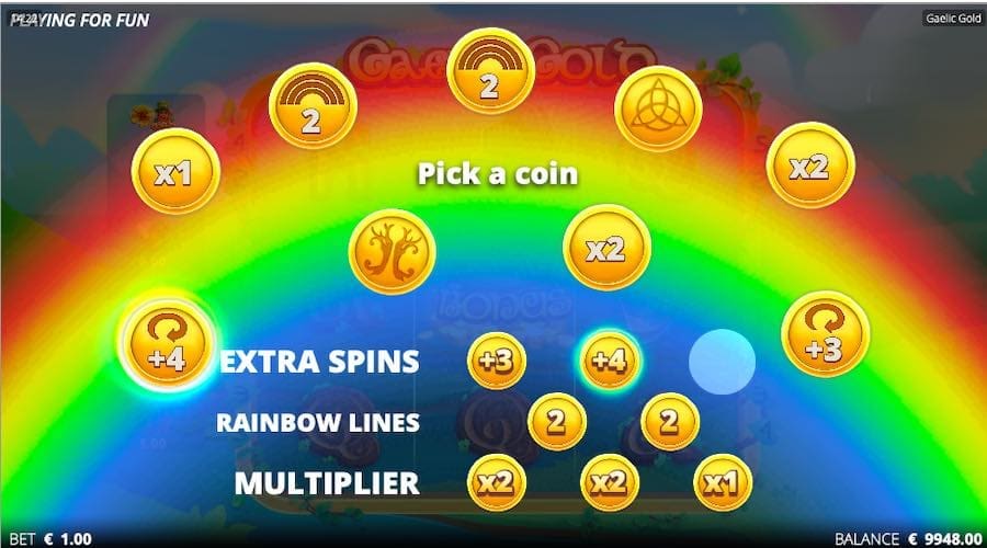 Choose From Coins To Increase Your Multiplier, Free Spins, And Paylines On Gaelic Gold