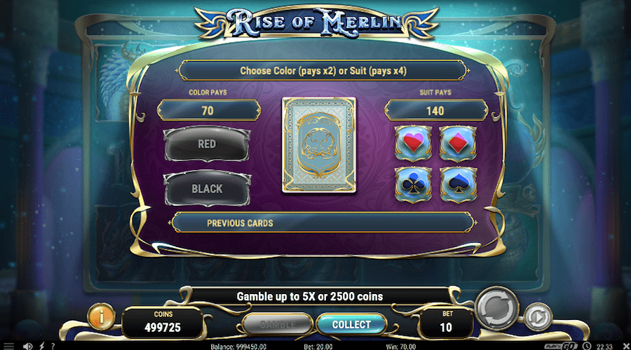 Wins Can Be Gambled On Rise Of Merlin Slot