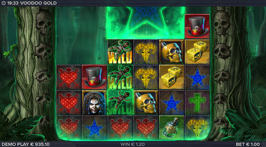 Big Symbols Up To 4x4 In Size Can Drop Down On Voodoo Gold Slot