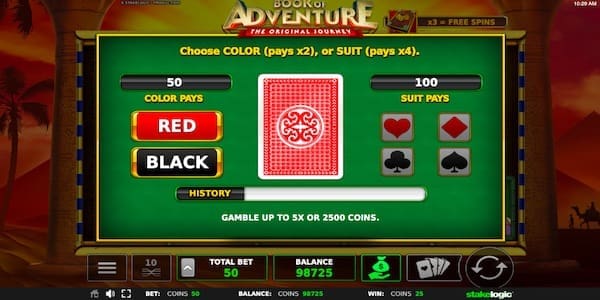 Choose To Gamble Your Wins On Book Of Adventure Through The Card Gamble