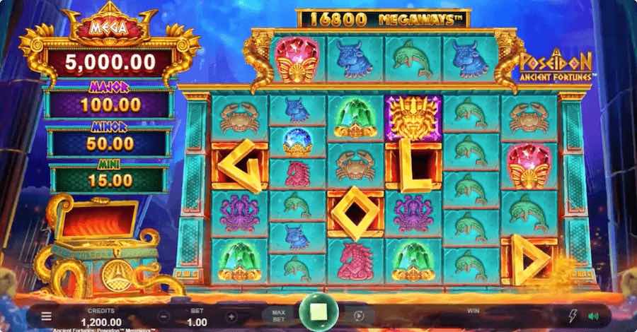 Spell The Word Gold On Ancient Fortunes Poseidon Megaways™ To Trigger The Free Spin Feature