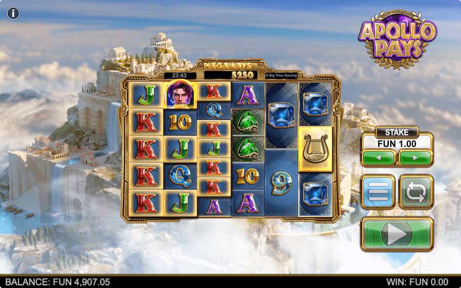 Mainkan Dengan 6 Gulungan, 117.649 Paylines, Dan Menangkan Taruhan Hingga 116,030x Big Time GamingSlot Apollo Membayar Megaways