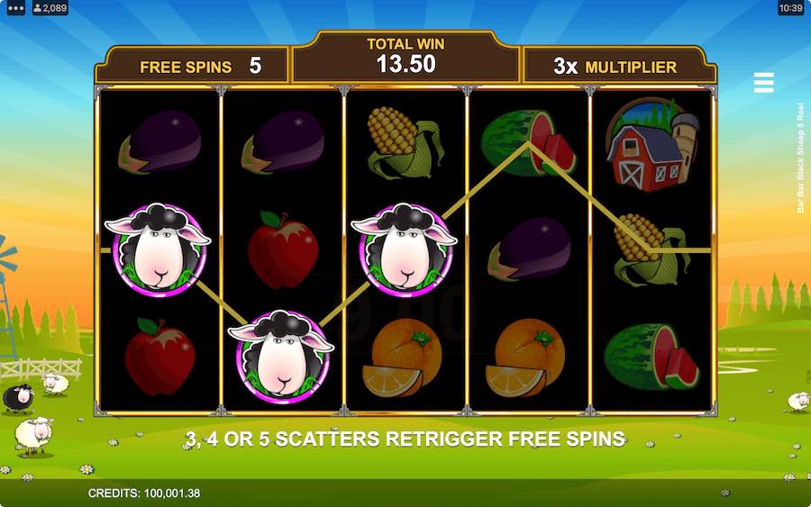 Land 3 Scatter Symbols In View To Trigger The Free Spins Feature On Bar Bar Black Sheep Video Slot