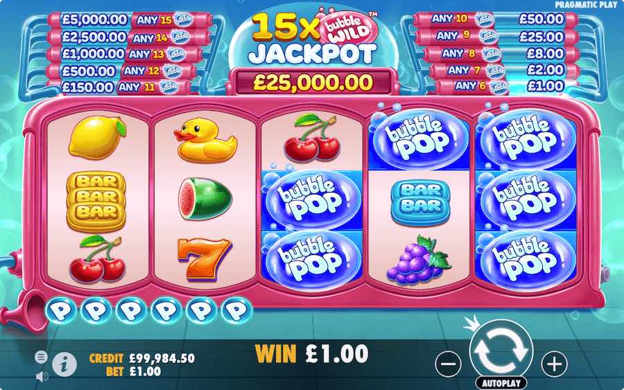 Land 15 Bubble Pop Symbols To Win 25,000x Your Bet