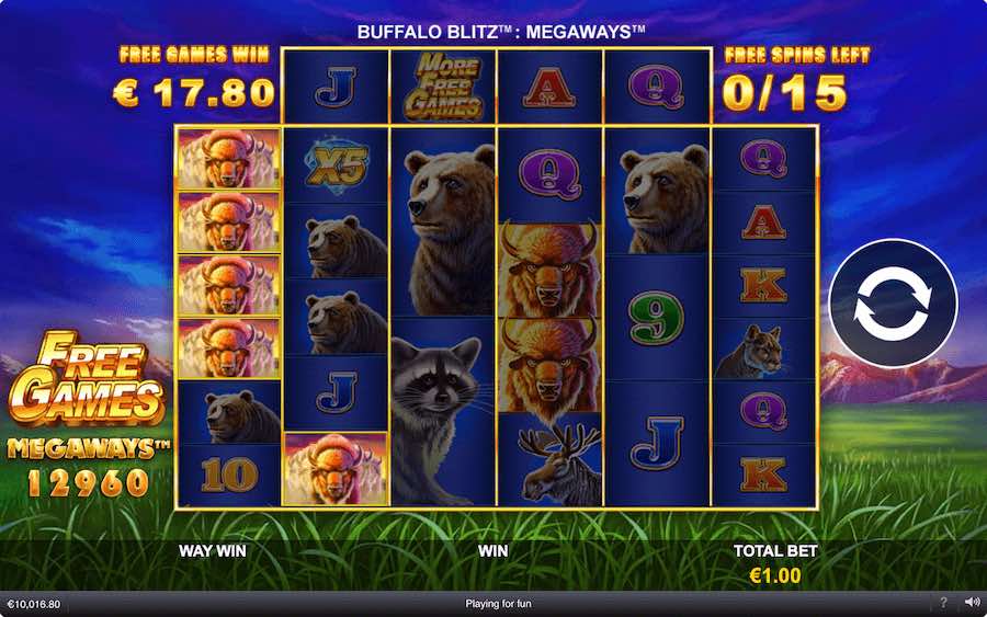 Play With Multipliers Up To X10 During The Free Spins Feature On Buffalo Blitz Megaways Slot