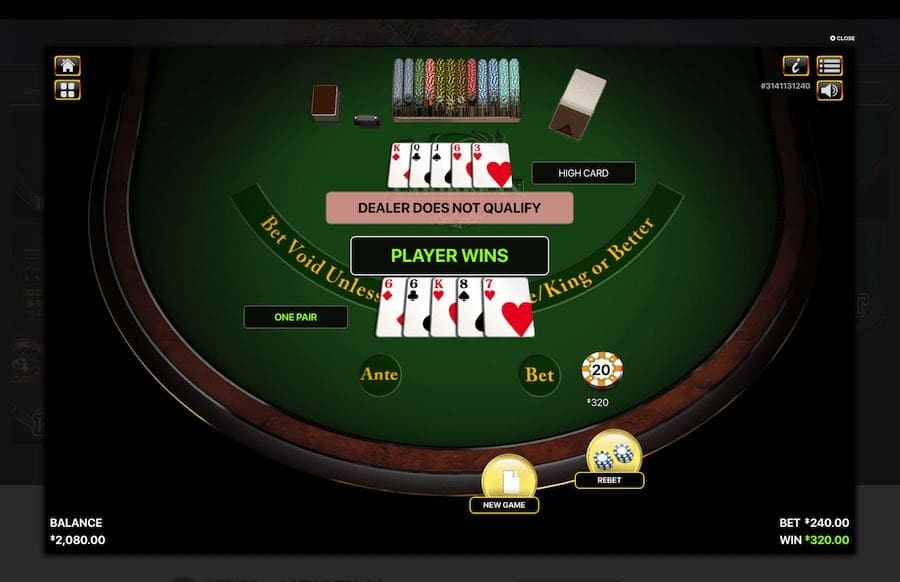 Caribbean Stud Poker Winning Hand