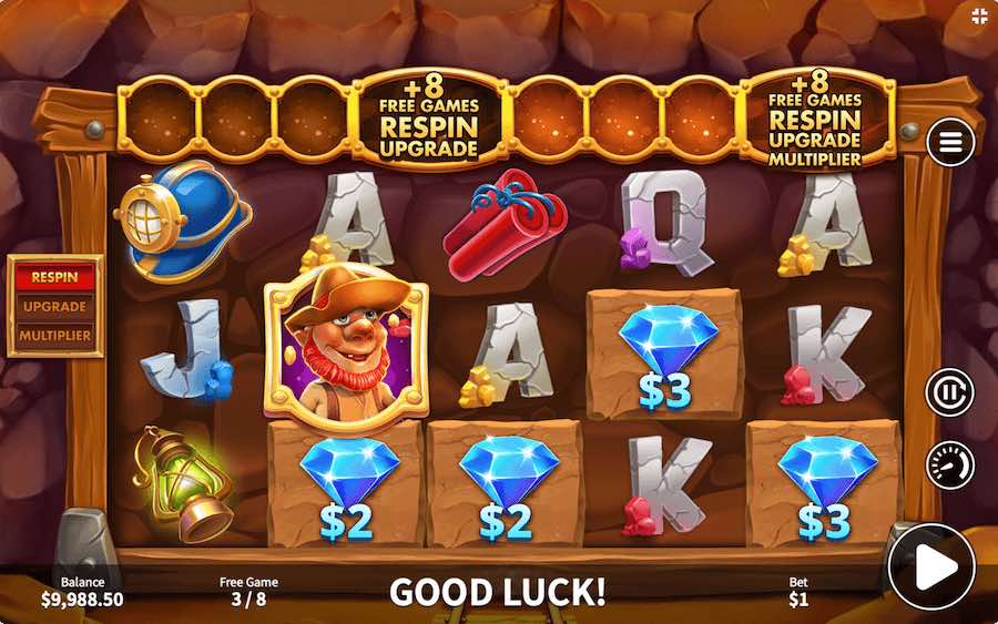 Land A Scatter Symbol On Reels 1, 3, And 5 To Trigger The Free Spins Feature On Cash Mine Video Slot