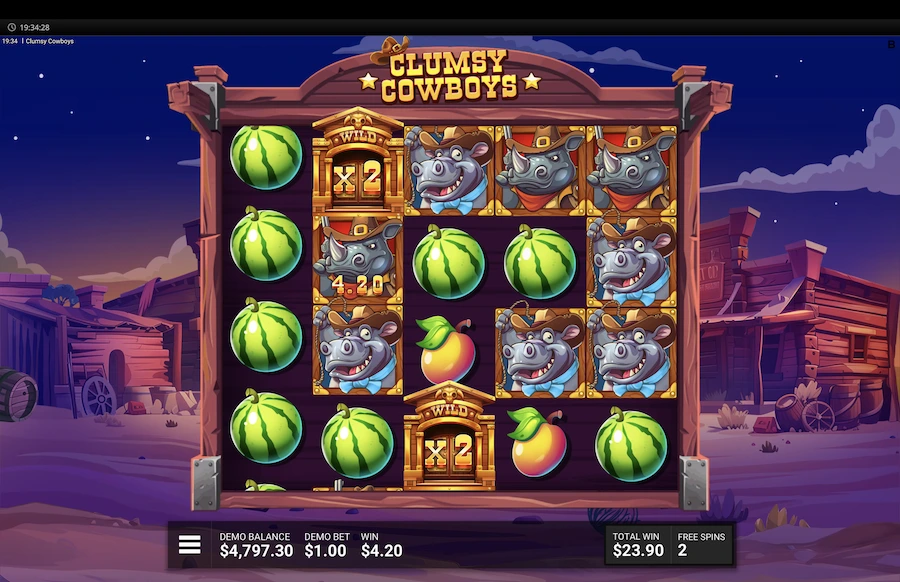 Clumsy Cowboys slot free spins feature