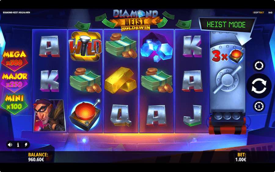 3 Random Modifiers Can Trigger During The Base Game Whilst Playing Diamond Heist Hold & Win Slot