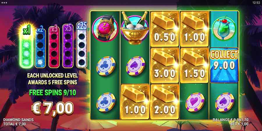 Land 3 Scatter Symbols To Trigger The Free Spins Feature On The Diamond Sands Video Slot