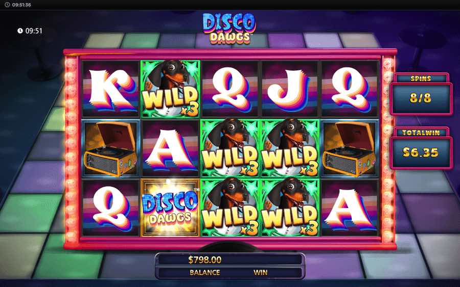 A Minimum Of 3 Scatter Symbols Landing In View During The Base Game Play On Disco Dawgs Video Slot Will Trigger The Free Spins Feature