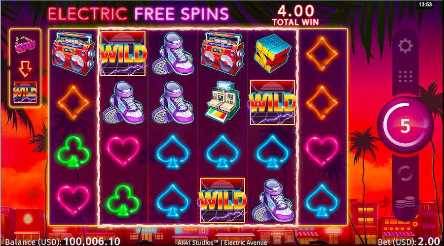 Collect Sticky Wilds During The Electric Free Spins Feature On Electric Avenue