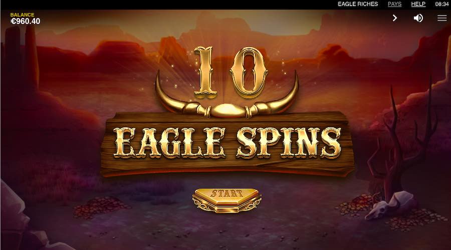 10 Free Spins Awarded For Triggering The Bonus On Eagle Riches