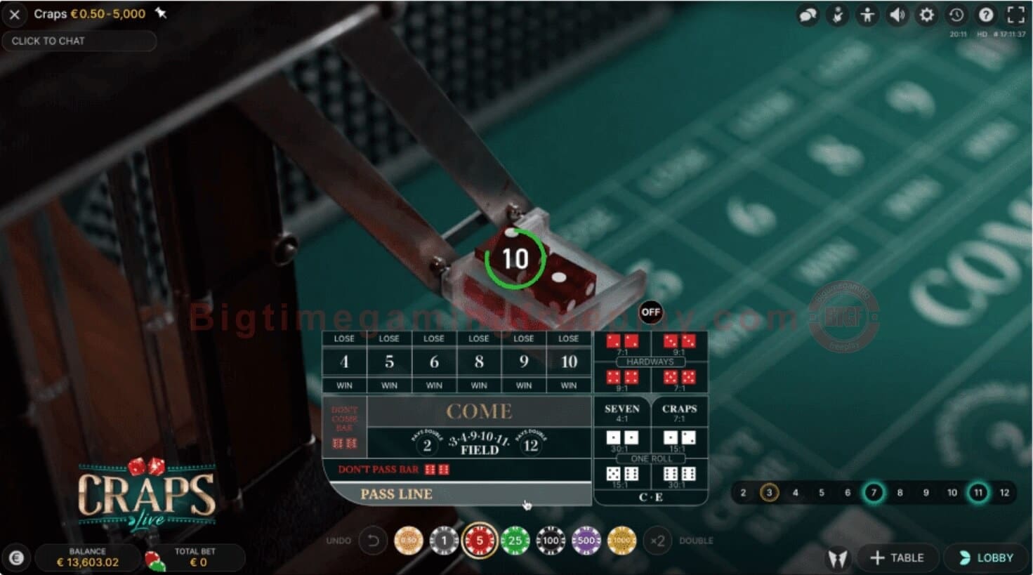 Live Craps Mechanical Arm At The Evolution Gaming Studio