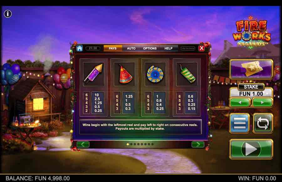 Tabel Pembayaran Slot Kembang Api Megaways