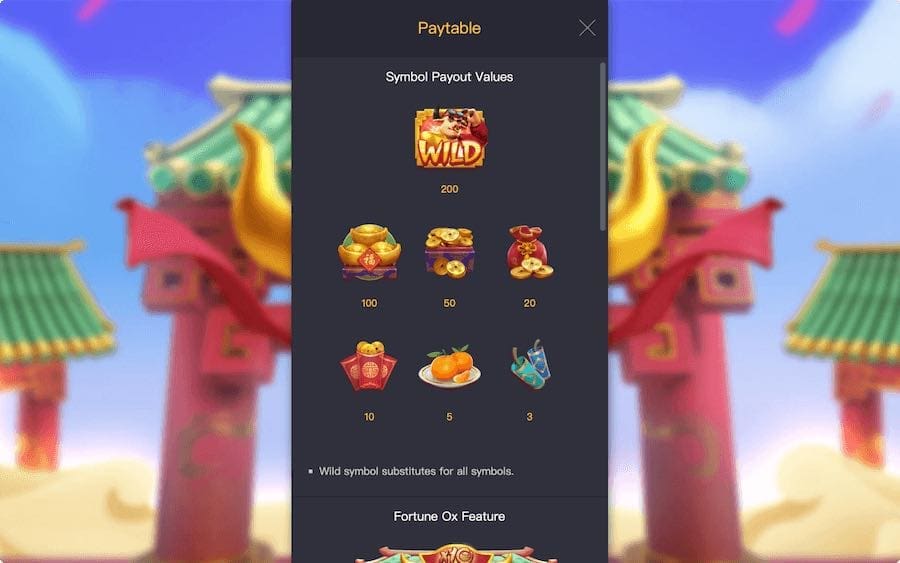 Fortune Ox Paytable