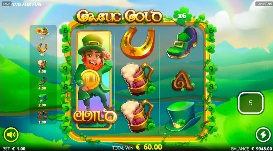 The Xnudge Wild Can Also Come In To Play During The Free Spin Bonus On Gaelic Gold And Increase Your Multiplier Value Further