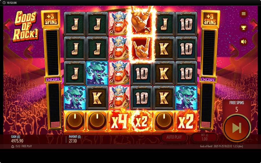 Collect 55 Symbols To Trigger The Free Spins Feature On Gods Of Rock Video Slot