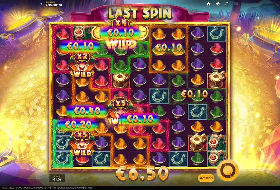 Unlock The Centre Position To Trigger The Free Spins Feature On The Good Luck Clusterbuster Video Slot
