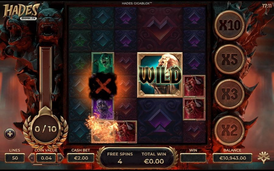 The Wild Hunt Is Active On Every Spin During The Free Spin Bonus On Hades Gigablox