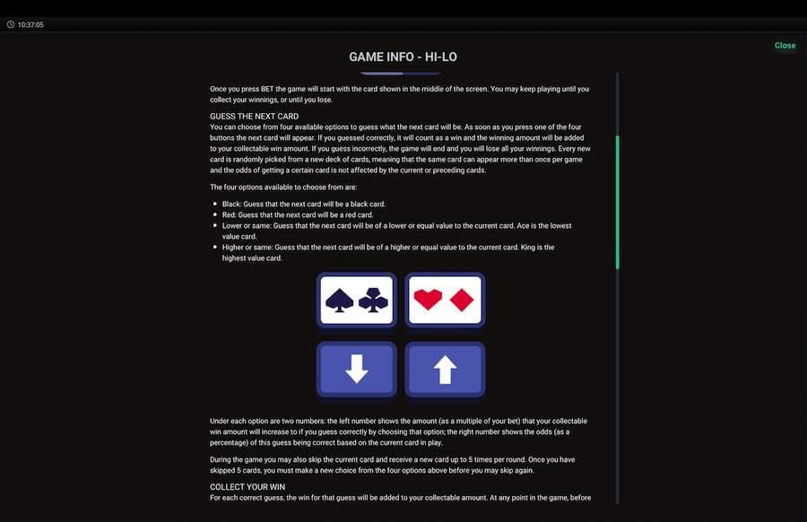 Hi-lo Paytable And Rules