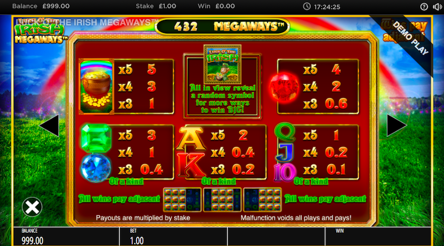 Luck O The Irish Megaways™ Paytable