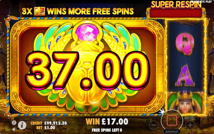 Land 3 Scatter Symbols To Trigger The Free Spins Feature On John Hunter And The Tomb Of The Scarab Queen Video Slot