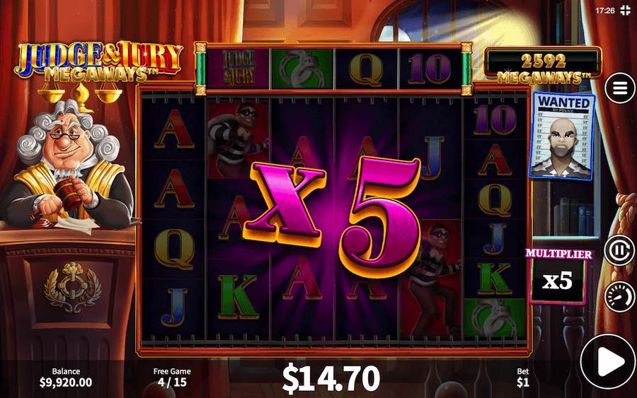 Land A Minimum Of 4 Scatter Symbols To Trigger The Free Spins Feature On Judge And Jury Megaways Video Slot