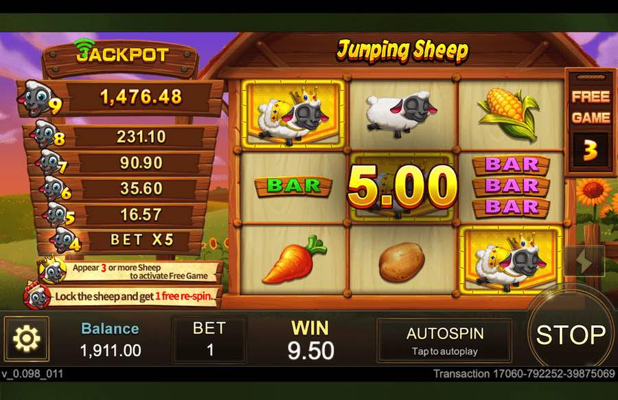 Jumping Sheep Slot Free Spins Feature