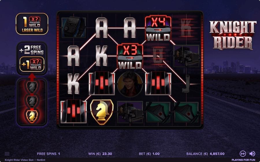 Land 3 Scatter Symbols In View During Base Game Play To Trigger The Free Spins Feature On Knight Rider Video Slot