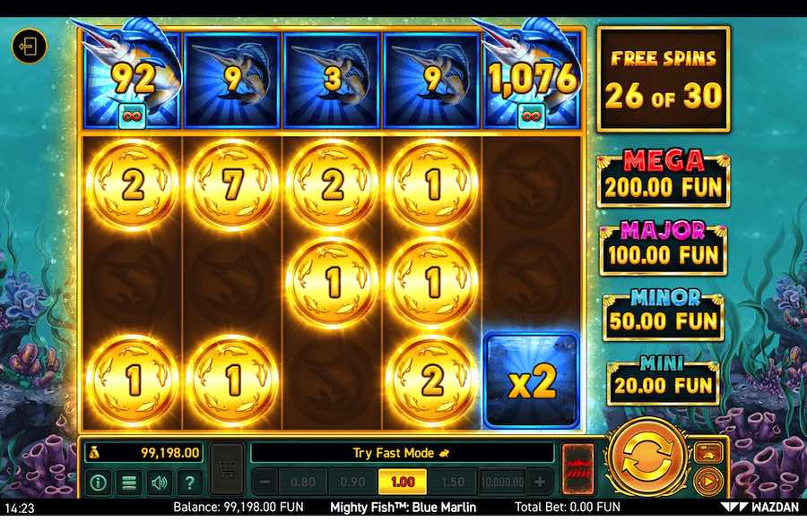 Mighty Fish Blue Marlin Slot Free Spins Feature 