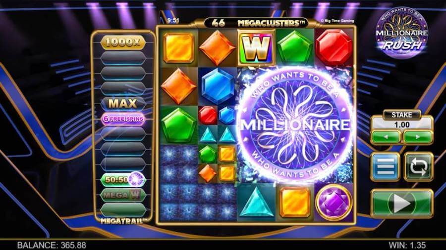Mainkan Dengan 5 Gulungan Awal Dan 5 Baris Masuk Big Time GamingSlot Online Megaclusters Millionaire Rush