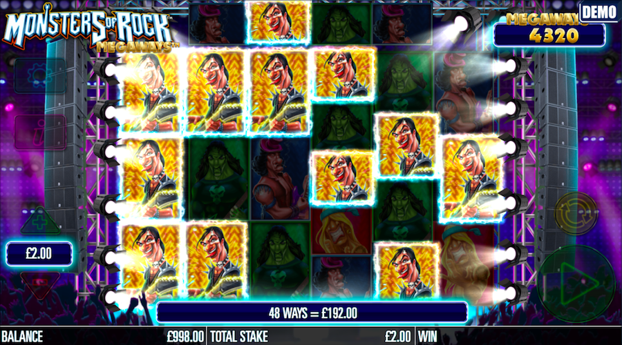 Only Premium Paying Symbols Remain For The High Voltage Bonus On Monsters Of Rock Megaways™