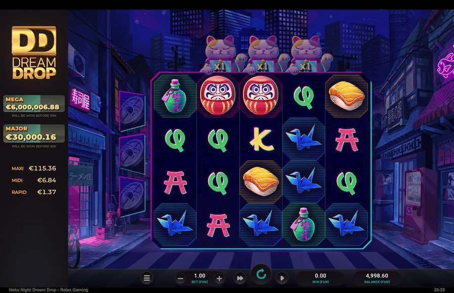 Play With 5 Reels, 1,024 Paylines, And Win Up To 20,000x Your Bet In Neko Night Dream Drop Online Slot From Provider Relax Gaming