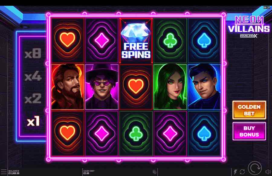 Neon Villains Slot Base Game