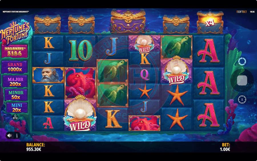 Each Of The Outer Treasure Chests Can Contain Up To A X5 Multiplier In Both The Base Game And Free Spin Feature On Neptune's Fortune Megaways™.