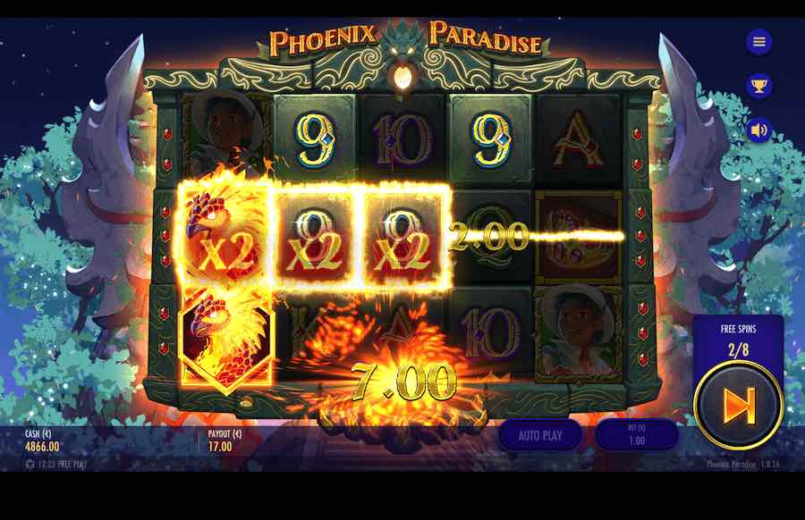 Collect 3 Scatter Symbols In The Meter To Trigger The Free Spins Feature On Phoenix Paradise Video Slot