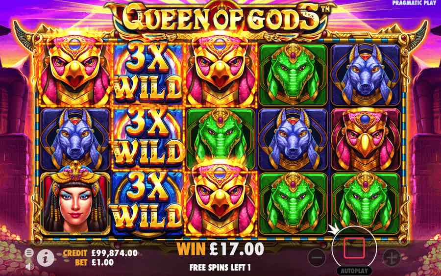 Land 3 Scatter Symbols On Queen Of Gods In The Base Game And Free Spins Feature Will Be Triggered