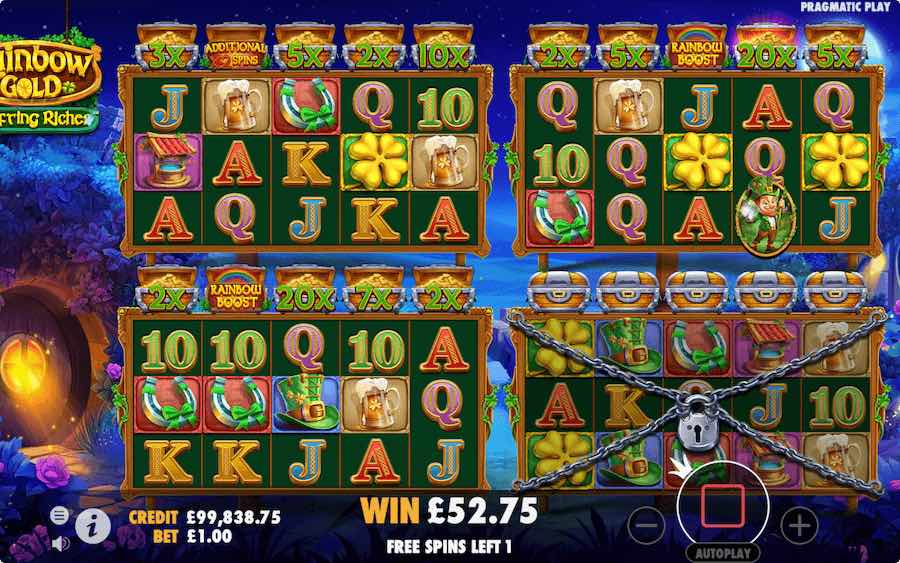 Play With Up To 4 Sets Of Reels When You Trigger The Free Spins Feature On Rainbow Gold Video Slot