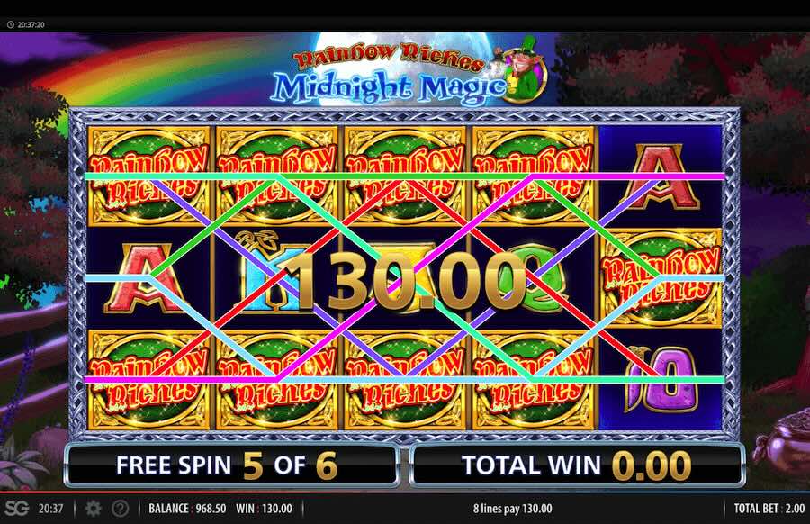 Rainbow Riches Midnight Magic Slot Free Spins Feature