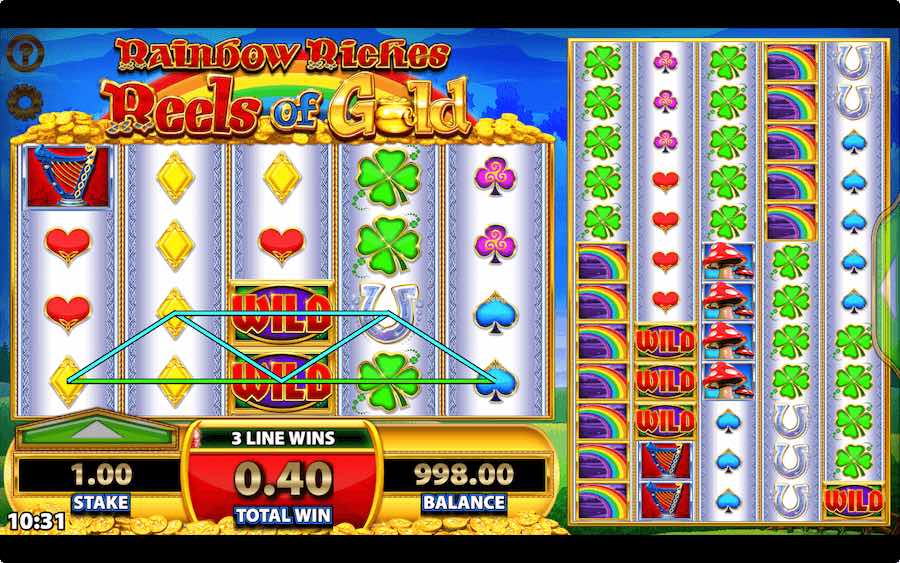 Play With 10 Reels, Up To 100 Paylines, And Win Prizes Up To A Maximum Of £250,000 On Sg Gaming's Rainbow Riches Reels Of Gold Slot