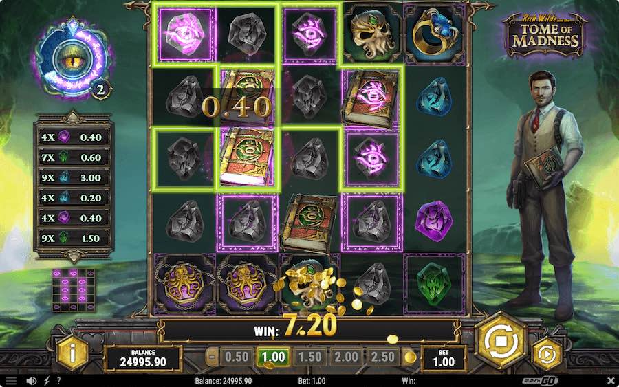 Collect A Total Of 42 Winning Symbols In One Spin Series To Trigger The Bonus Feature On Rich Wild And The Tome Of Madness Video Slot