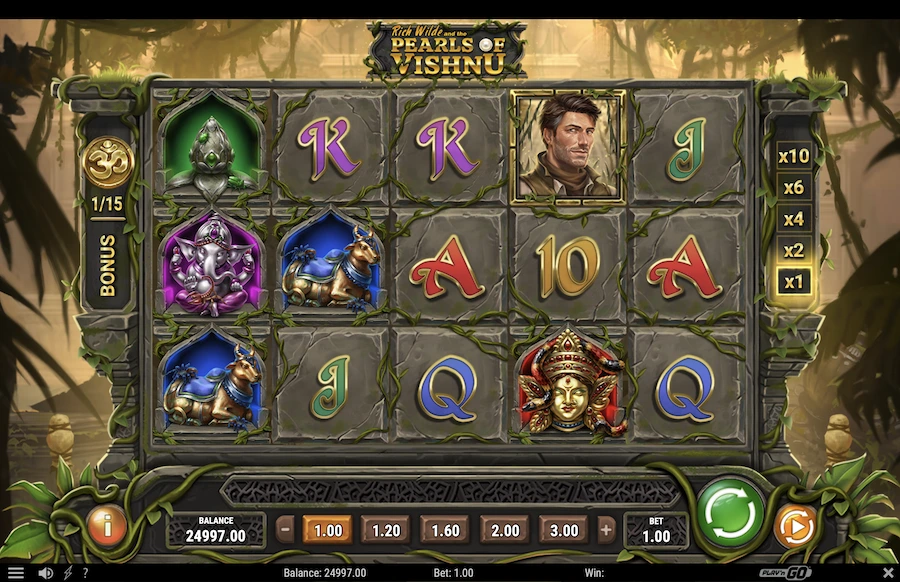 Rich Wilde & The Pearls of Vishnu slot base game