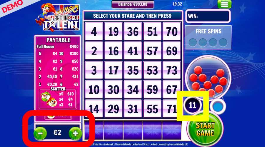 Slingo Slots Stake Selection