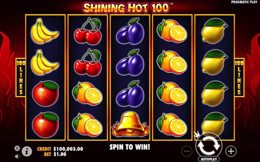 Play With 5 Reels, 100 Paylines And Win Up To 2,500x Your Bet In Shining Hot 100 Online Slot From Provider Pragmatic Play