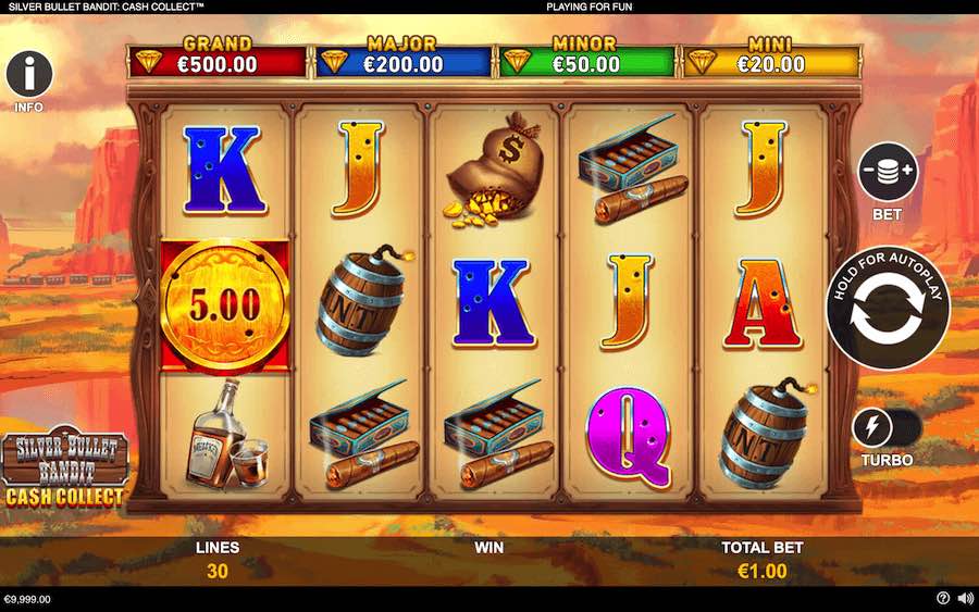 Playtech's Silver Bullet Bandit Slot Has 5 Reels, 30 Paylines, And Offers Wins Up To A Maximum Of 10,000x Bet