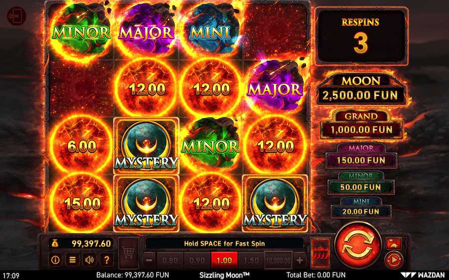 Trigger The Hold The Jackpot Feature On Sizzling Moon Video Slot And You Could Win Fixed Jackpot Prizes